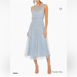 Mac Duggal Powder Blue Midi Dress with Embellishments